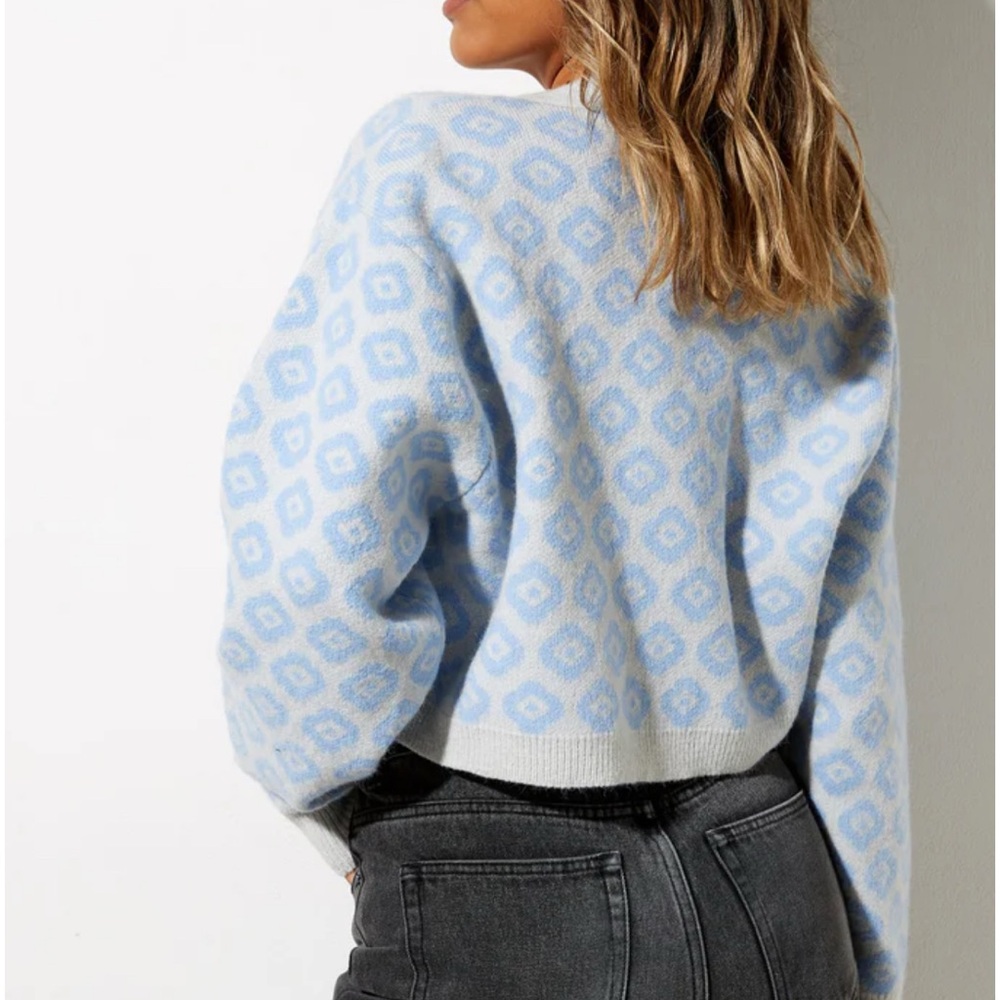 Motel Rocks Light Blue Geometric Cardigan - Picture 2 of 2